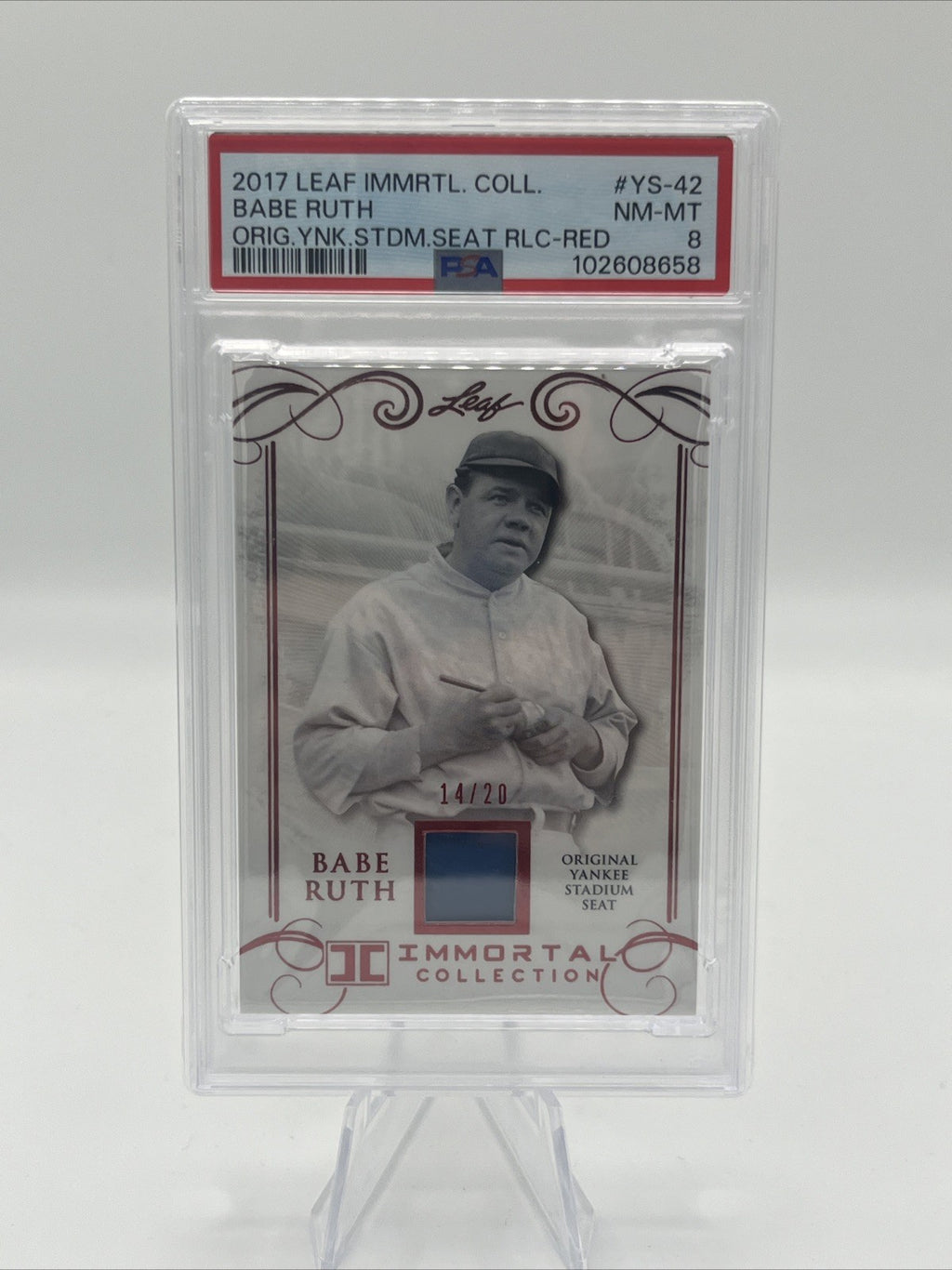 2017 Leaf Babe Ruth Relic PSA 8