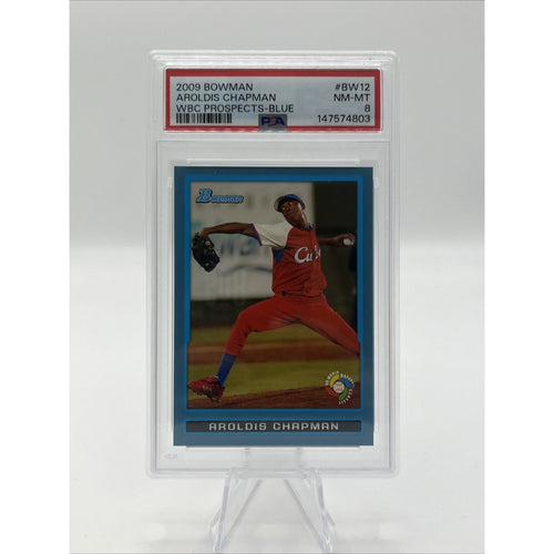 2009 Bowman World Baseball Classic Blue 103/500 Aroldis Chapman #BW12 PSA 8