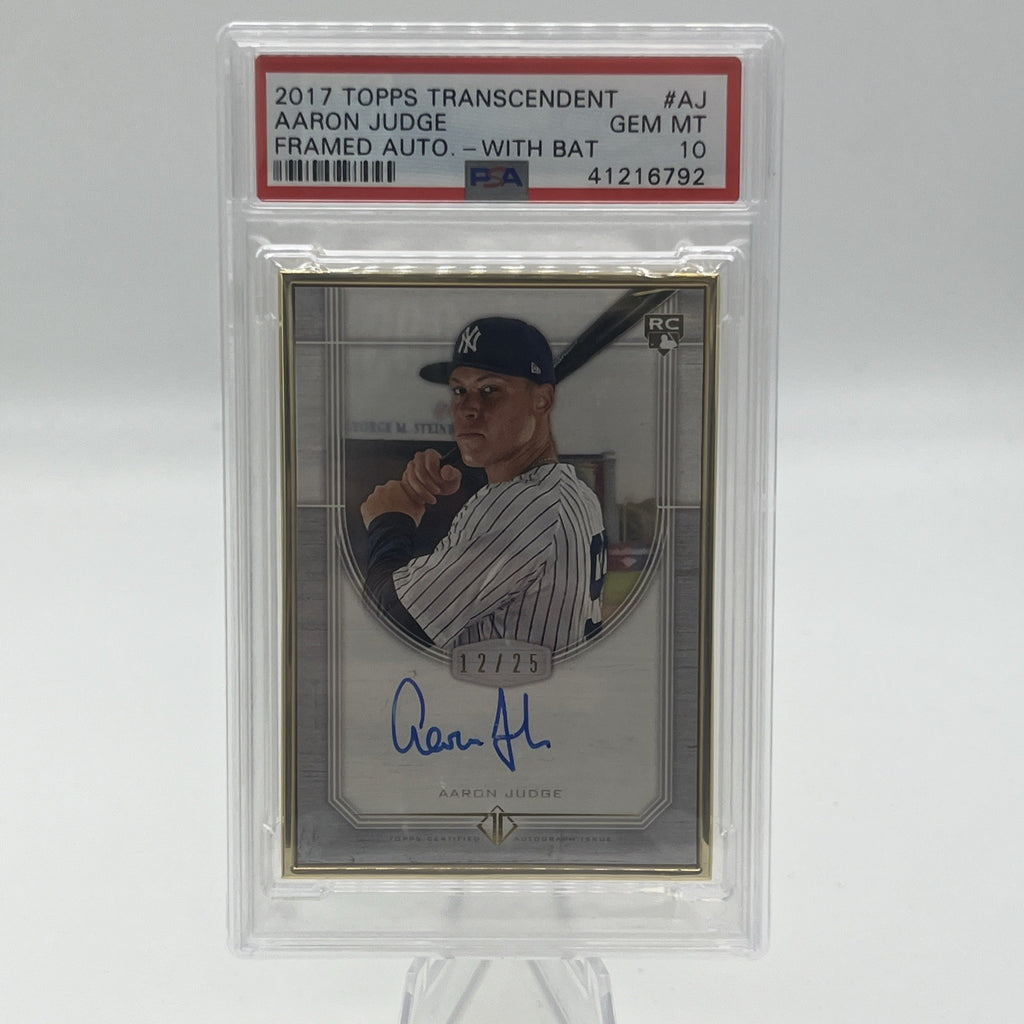 2017 Topps Transcendent Aaron Judge Framed Auto With Bat #/25 PSA 10