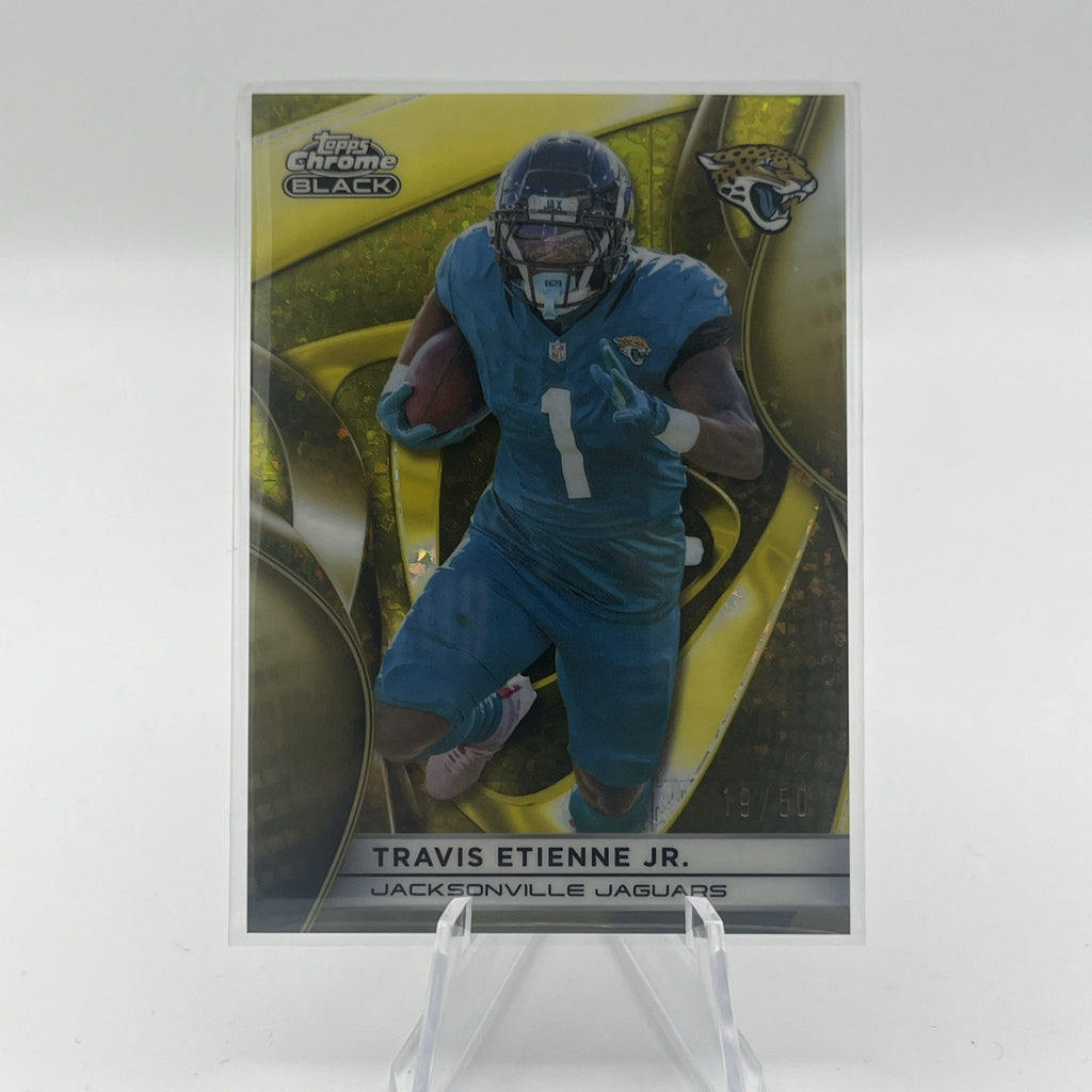 2025 Topps Chrome Black Travis Etienne Jr. #49 Gold Mini-Diamond Refractor #/50