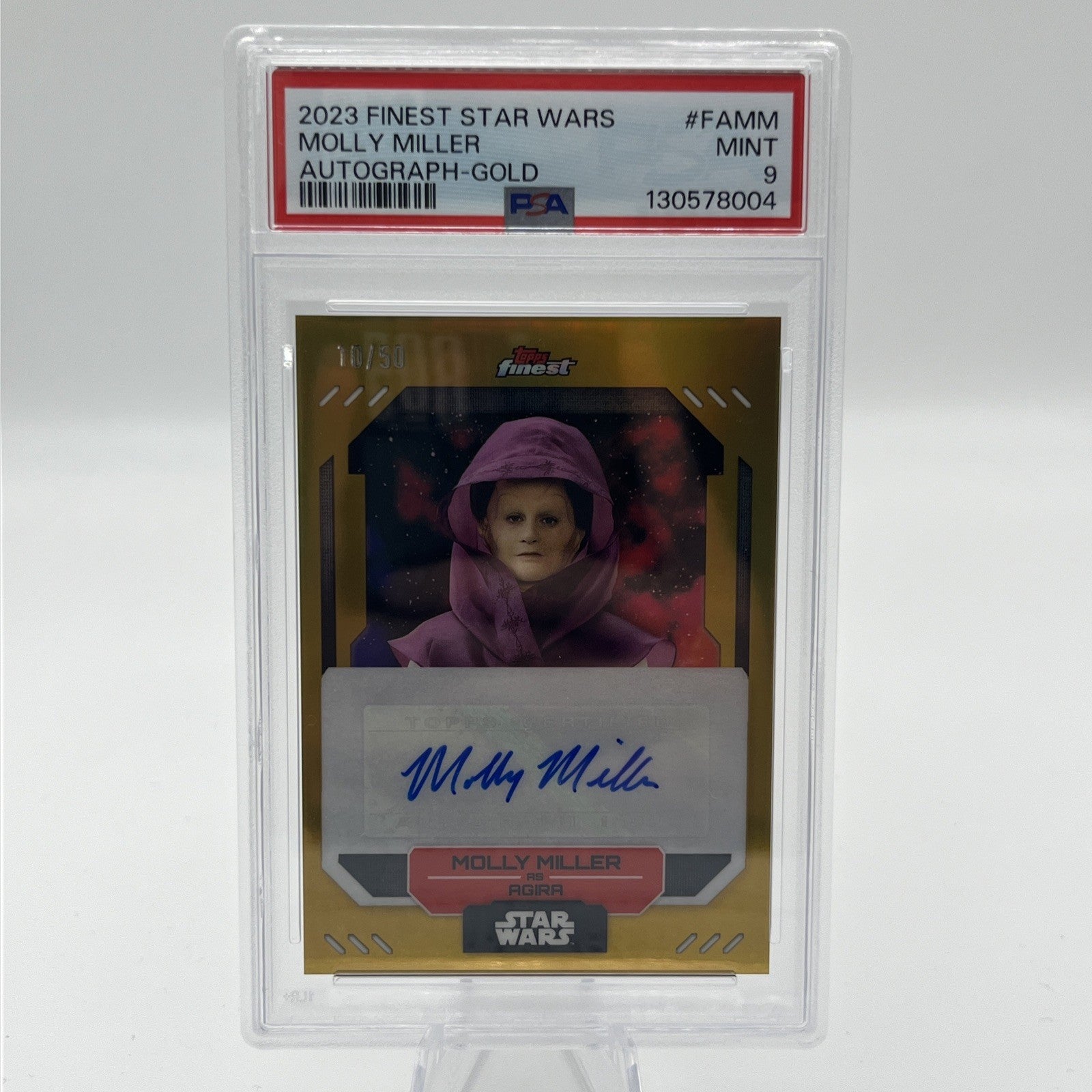 2023 Topps Finest Star Wars - Molly Miller Finest Autographs True Gold /50 PSA 9