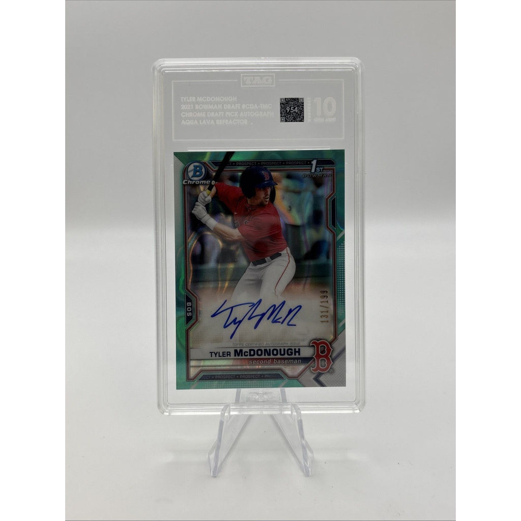 2021 Bowman Draft - Tyler McDonough #CDA-TMC Aqua Lava Refractor #/199 TAG 10