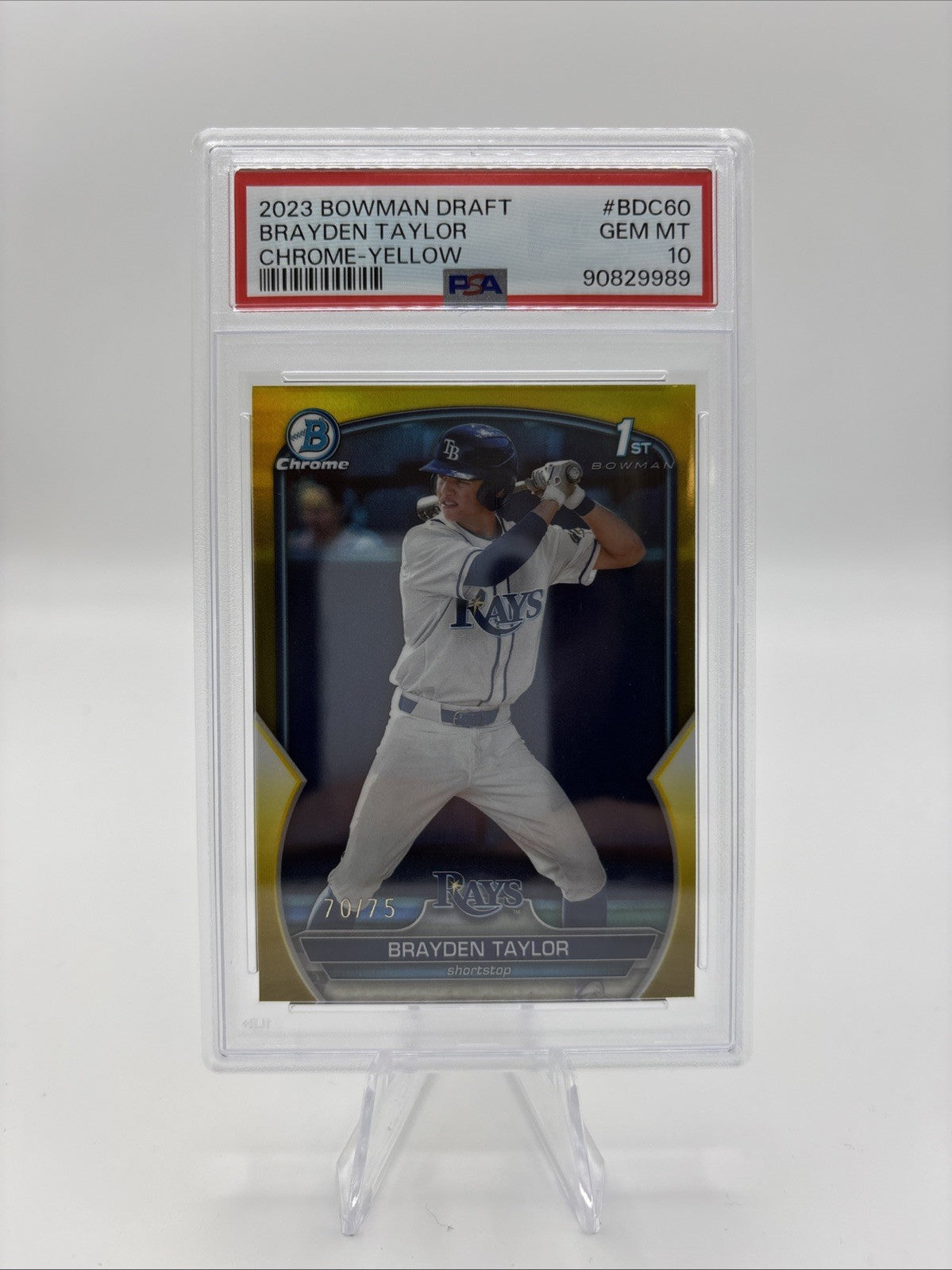 2023 Bowman Draft Brayden Taylor Yellow /75 PSA 10