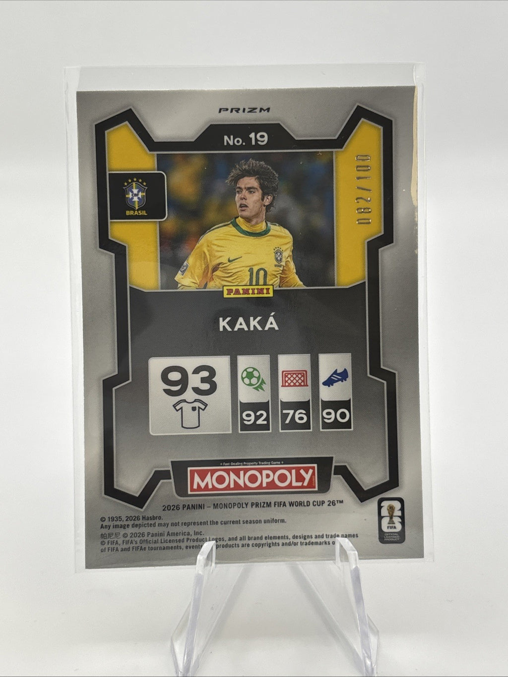2026 Panini Prizm Monopoly FIFA - Kaka Red Monopoly Shimmer /100