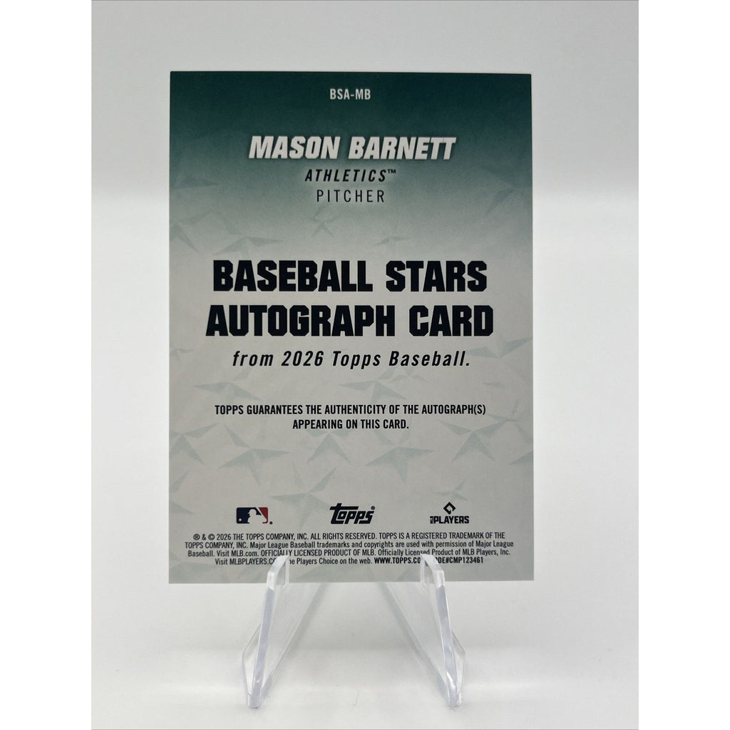 Mason Barnett 2026 Topps Series 1 Baseball Stars Autograph #BSA-MB