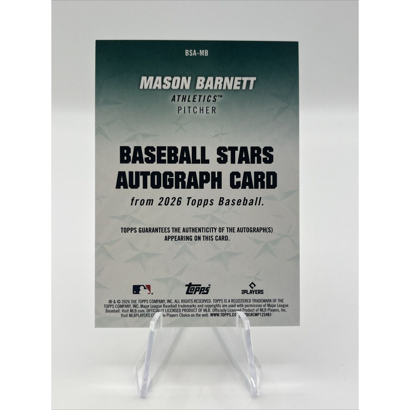 Mason Barnett 2026 Topps Series 1 Baseball Stars Autograph #BSA-MB