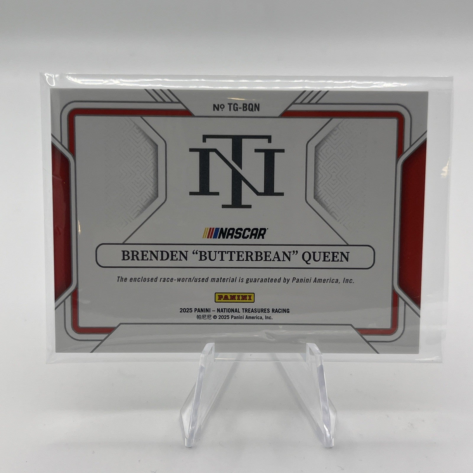 Brenden Queen 2025 Panini National Treasures No.TG-BQN #/99 Relic 2 Color