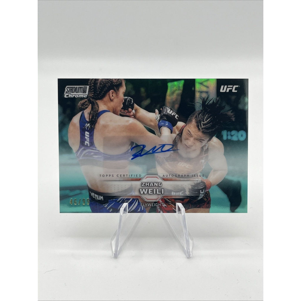 2026 Topps Stadium Club Chrome Zhang Weili #CAV-ZWI Teal Refractor Auto #/99