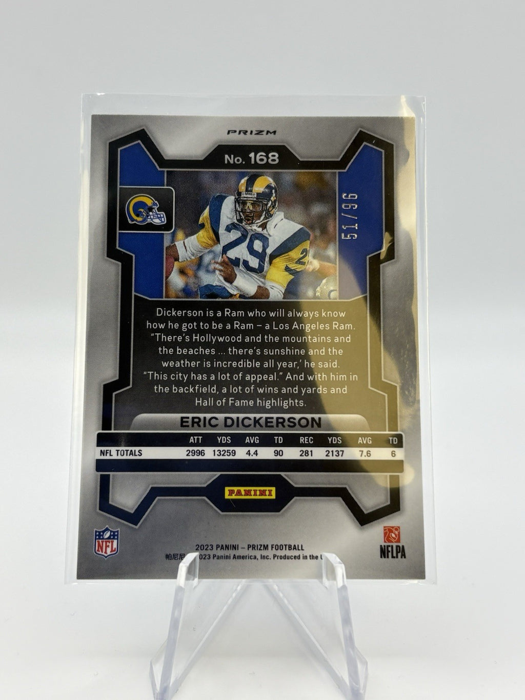 2024 Panini Prizm - Eric Dickerson #173 Blue Sparkle Prizm /96
