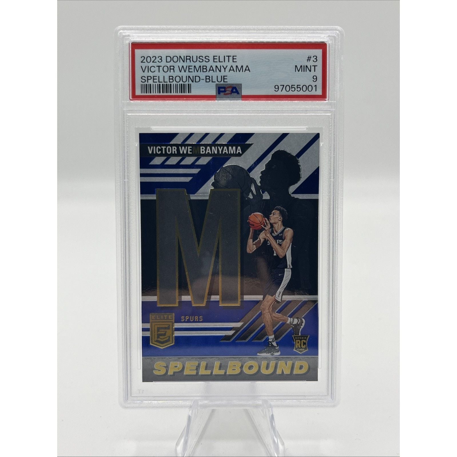 2023-24 Donruss Elite - Spellbound Victor Wembanyama #9 Blue /99 (RC) PSA 9