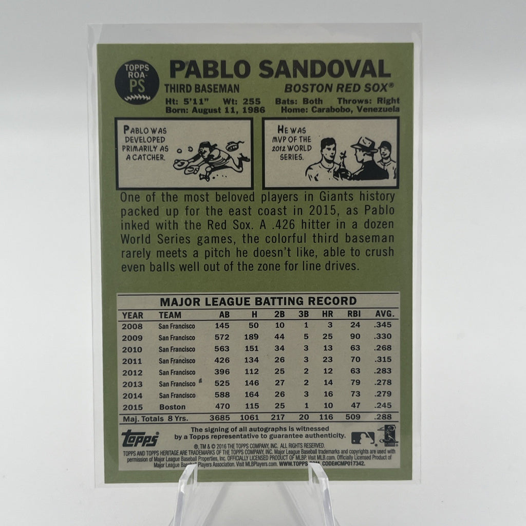 2016 Topps Heritage - Pablo Sandoval Red Ink Auto Boston Red Sox