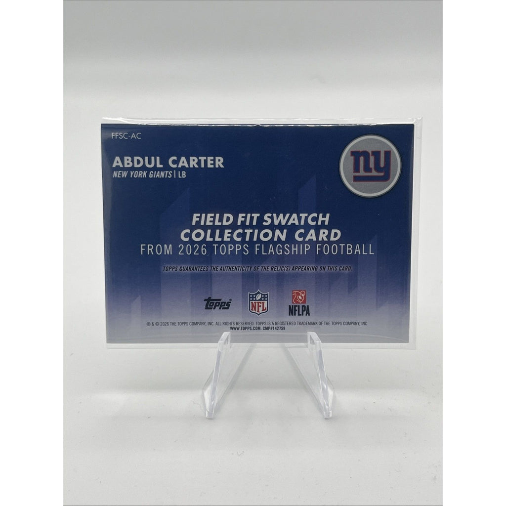 Abdul Carter - 2026 Topps Flagship Field Fit Swatch #FFSC-AC New York Giants