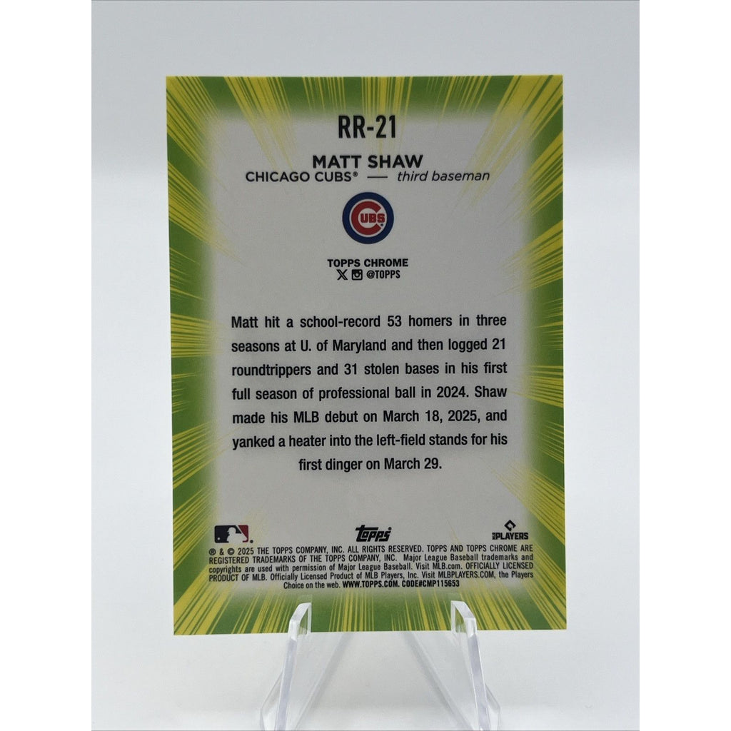 Matt Shaw 2025 Topps Chrome Radiating Rookie #RR-21 SSP