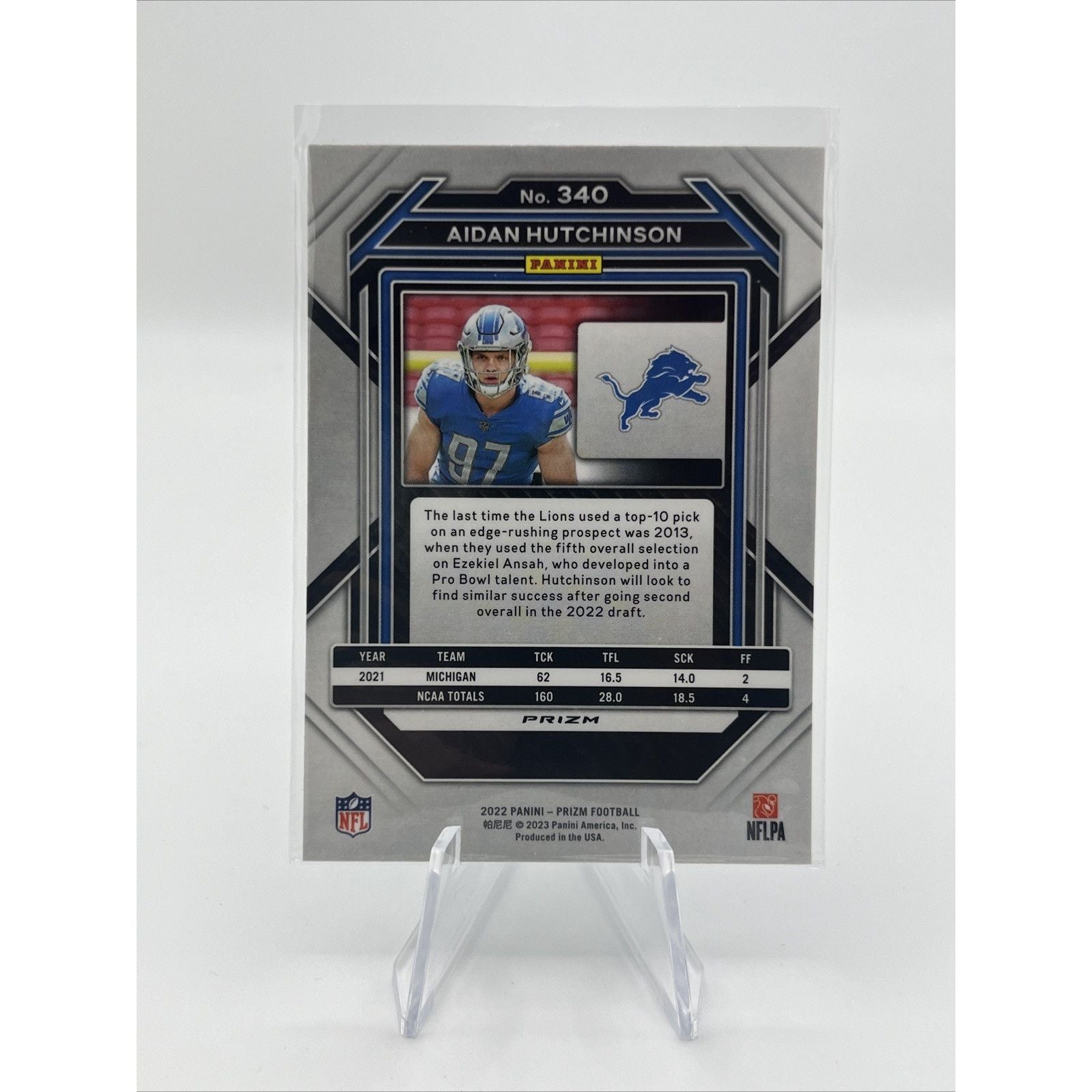 2022 Panini Prizm Aidan Hutchinson RC Light Blue SSP Rookie #340 Lions