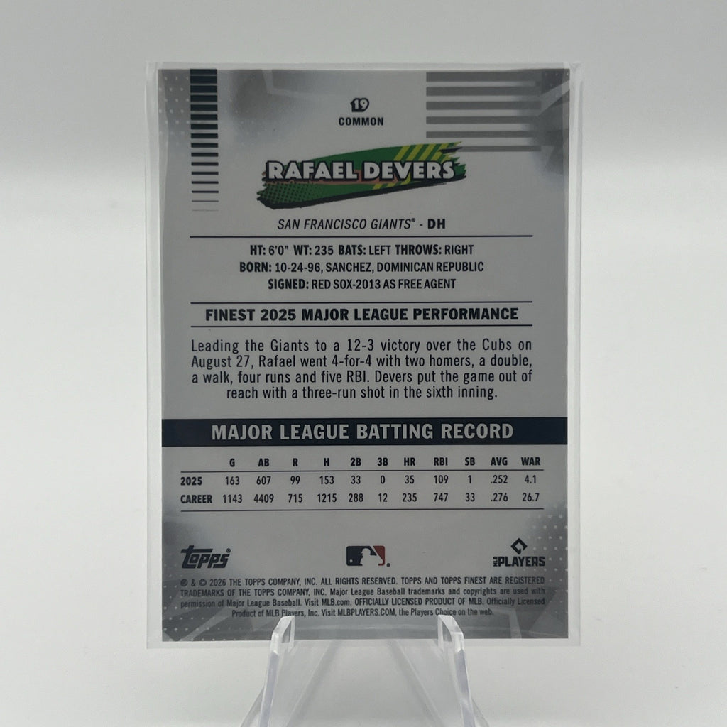2026 Topps Finest Baseball Rafael Devers Pink Refractor /250 - GIANTS