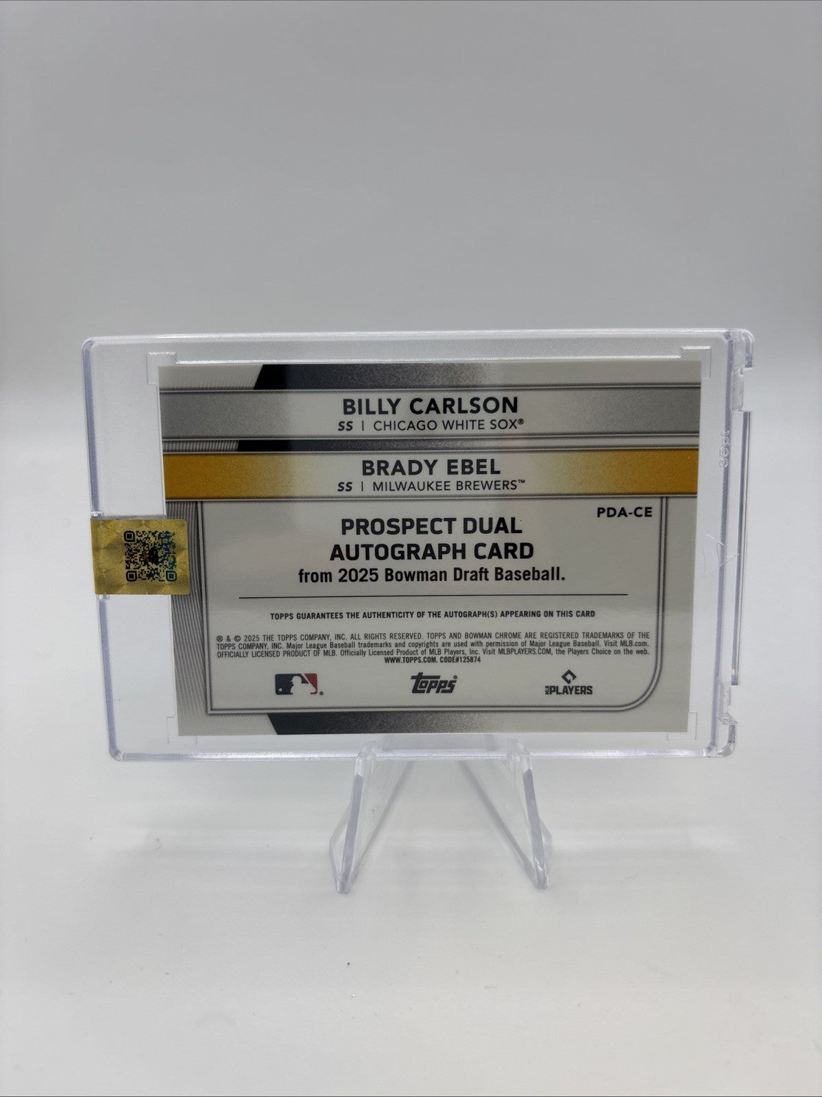 2025 Bowman Draft - Prospect Dual Autographs Billy Carlson, Brady Ebel...