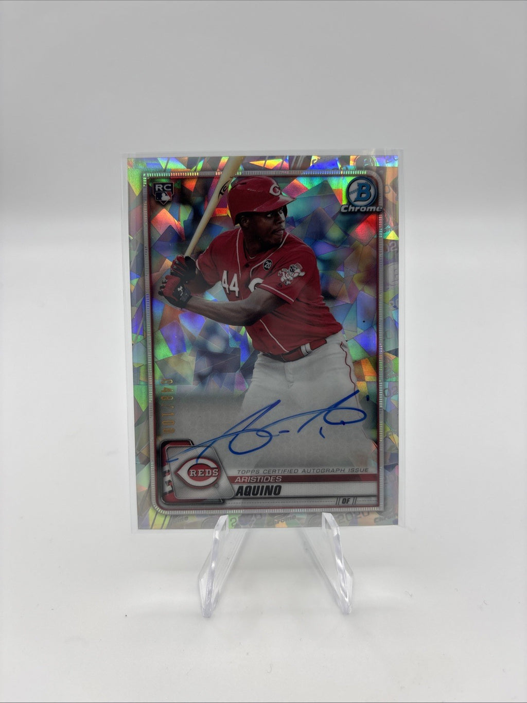 2020 Bowman Chrome Rookie Auto Aristides Aquino #CRA-AAQ Atomic Refractor /100