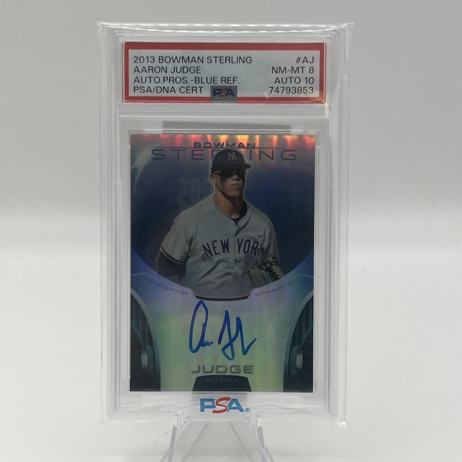 2013 Bowman Sterling Prospect Autographs Aaron Judge Blue Refractor /25 PSA 8/10