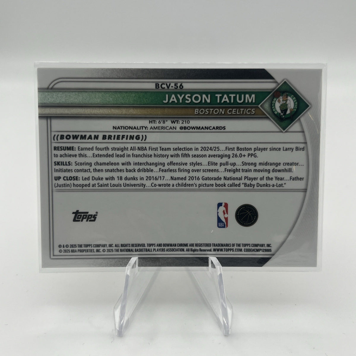 2025-26 Bowman Jayson Tatum Chrome Orange Mojo Refractor #/25 Celtics