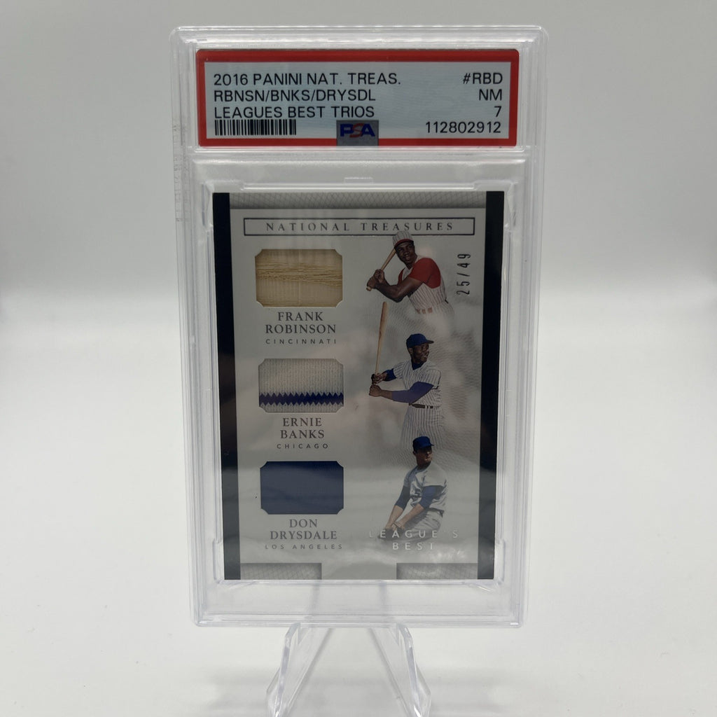 2016 Panini National Treasures Robinson/Banks/Drysdale Relic #/49 PSA 7 POP 1