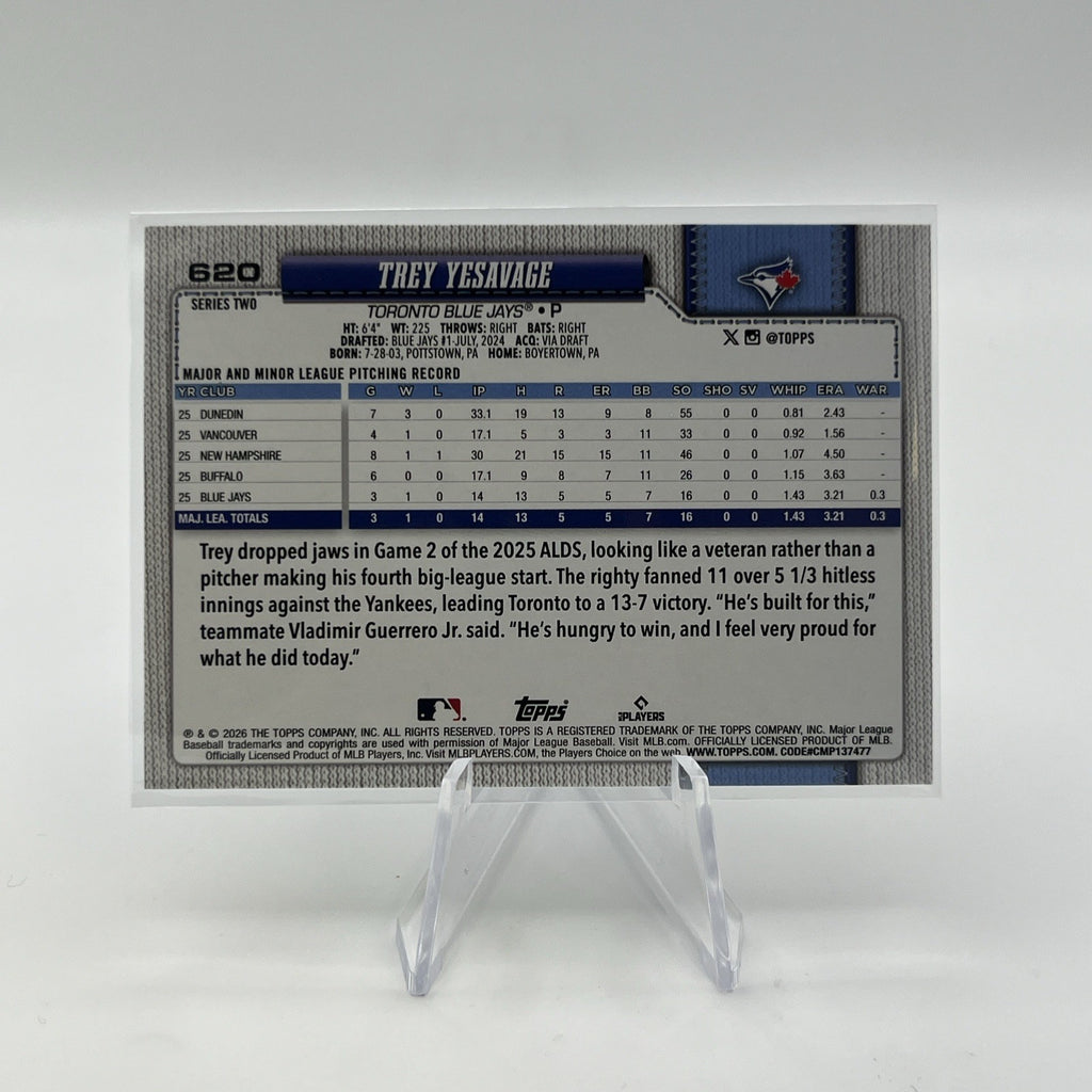 2026 Topps Series 2 Trey Yesavage Rainbow Foil Rookie (SP)