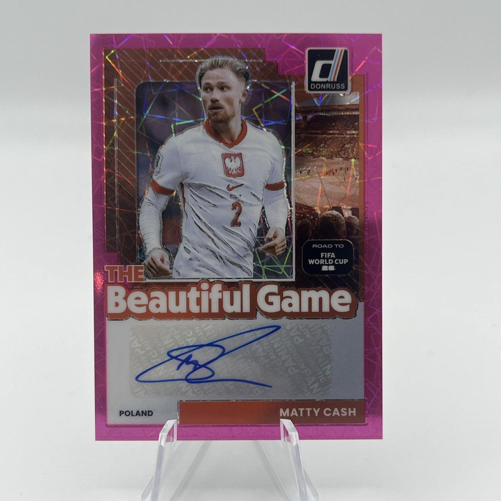 2026 Donruss Soccer FIFA World Cup Beautiful Game Auto Matty Cash Pink Lazer