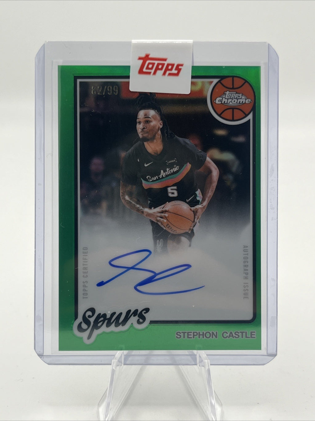 Stephon Castle 2025-26 Topps Chrome Update 1980-81 NBA Auto Green Refractor /99
