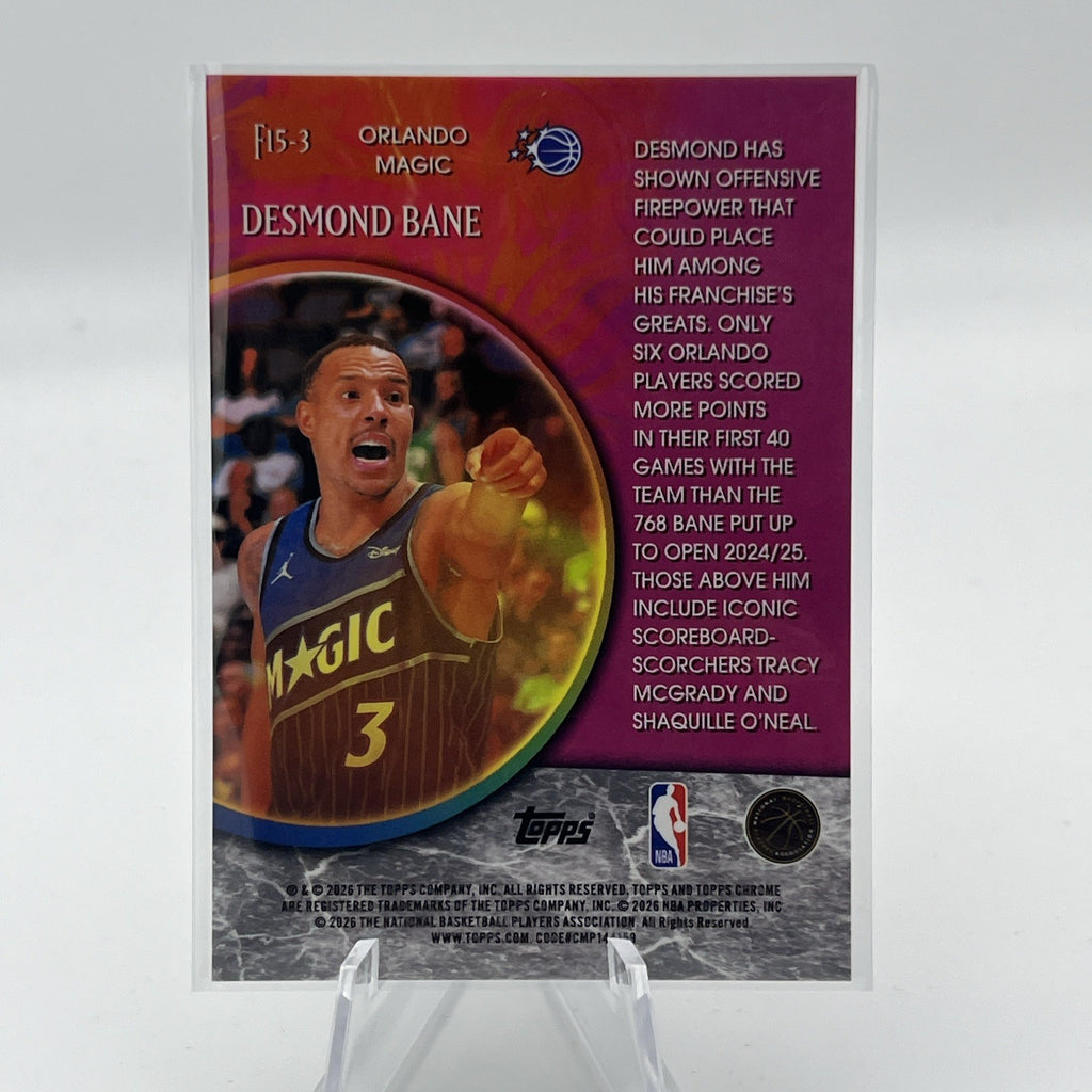 Desmond Bane 2026 Topps chrome update fortune 15 #F15-3 /50 Gold Refractor