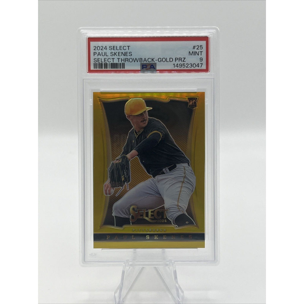2024 Panini Select Paul Skenes Select Throwback Gold Prizm #/10 PSA 9