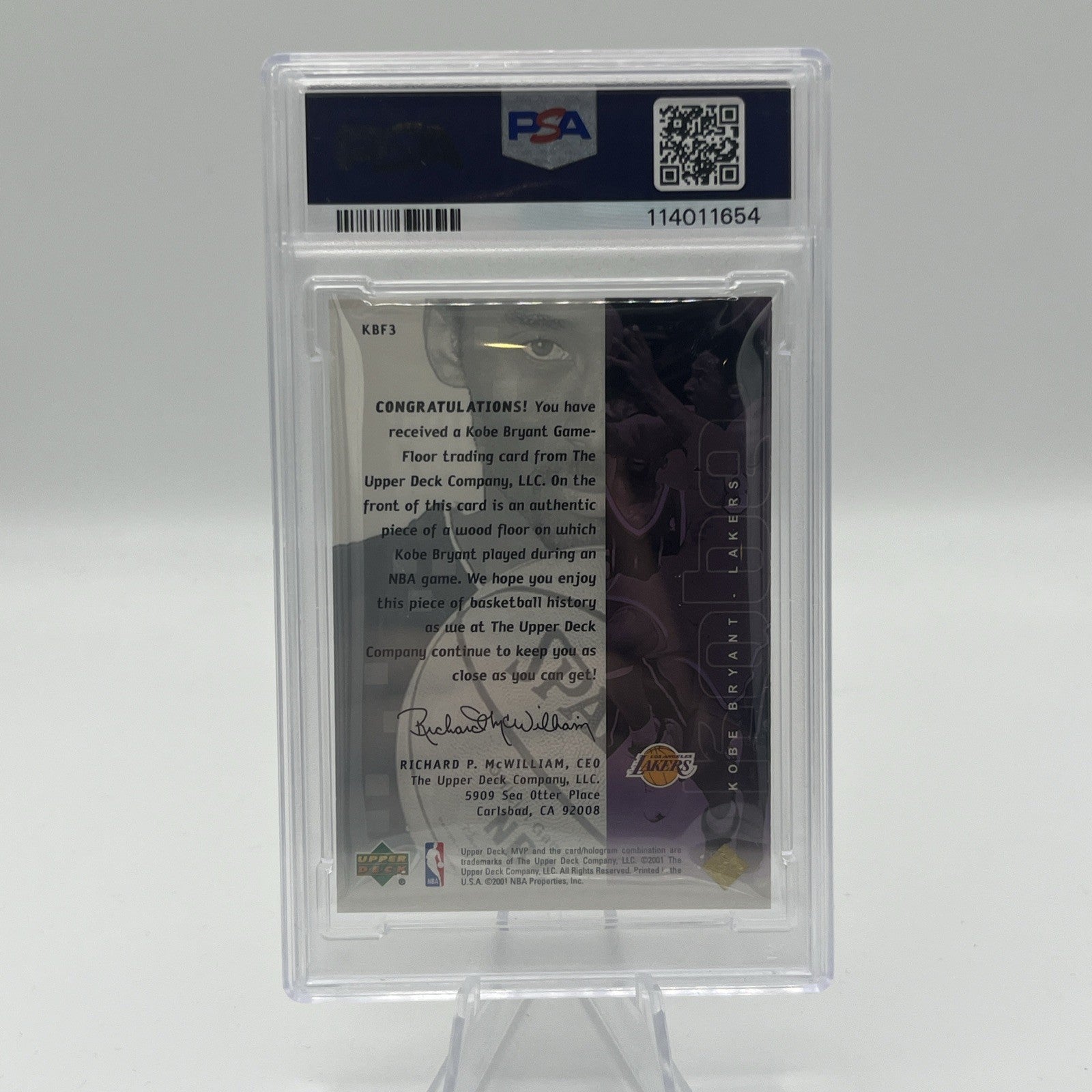 Upper Deck 2001 MVP Authentic Kobe Game Floor Kobe Bryant Lakers Insert #KBF3