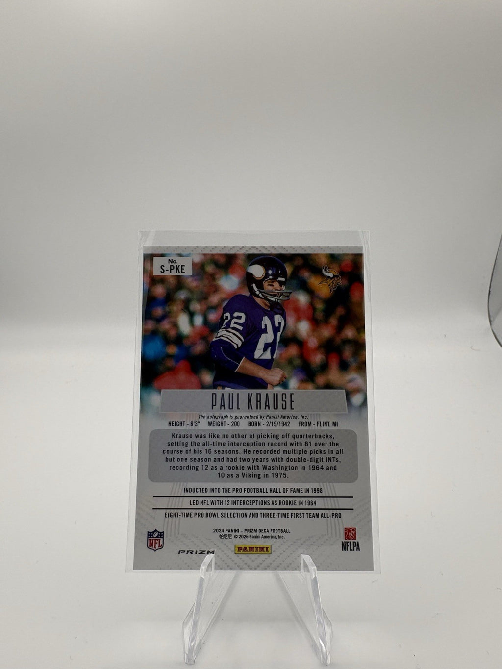 2024 Panini Prizm Deca - Signatures Paul Krause #S-PKE Silver Prizm (AU)