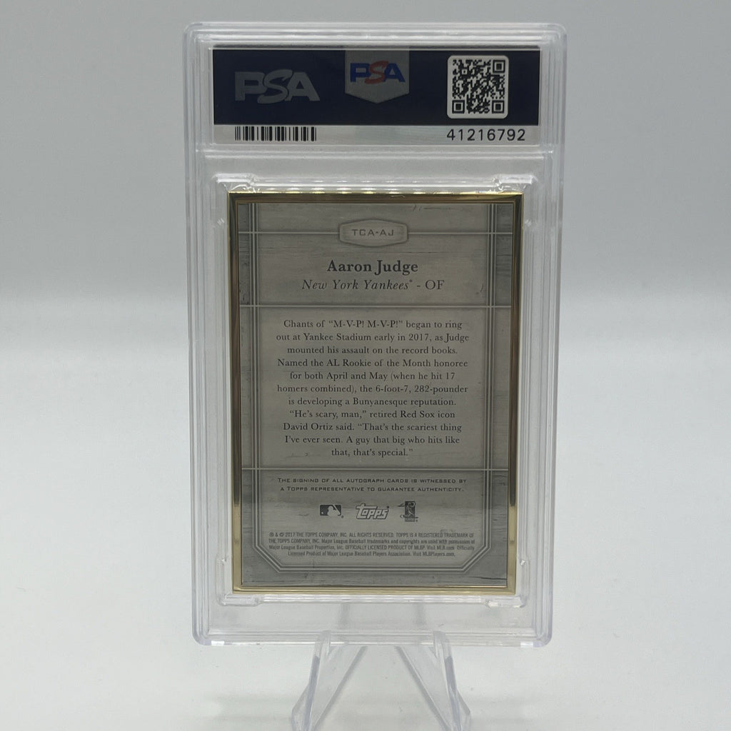 2017 Topps Transcendent Aaron Judge Framed Auto With Bat #/25 PSA 10