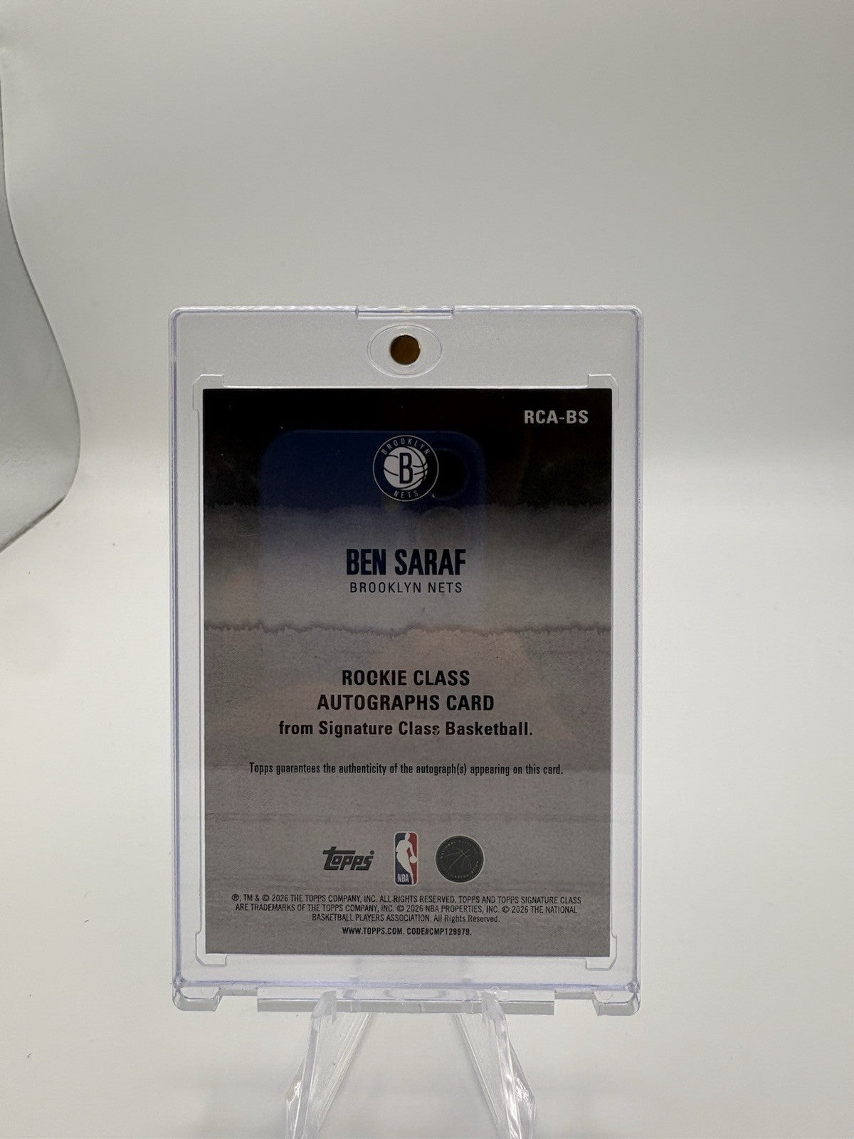 2025-26 Topps Signature Class Ben Saraf Auto Autograph RC #RCA-BS Nets Rookie
