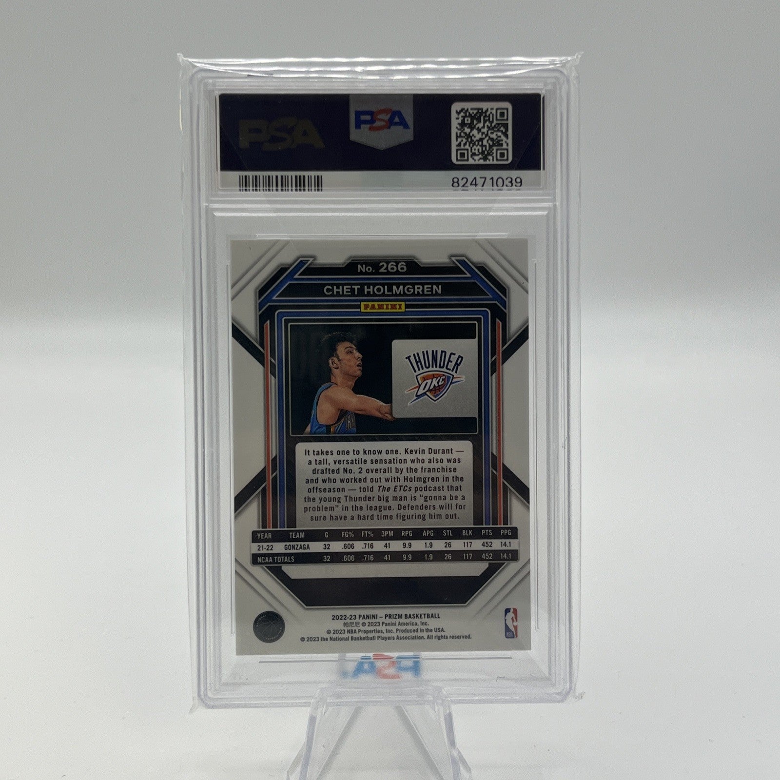 2022 Panini Prizm Chet Holmgren PSA 9