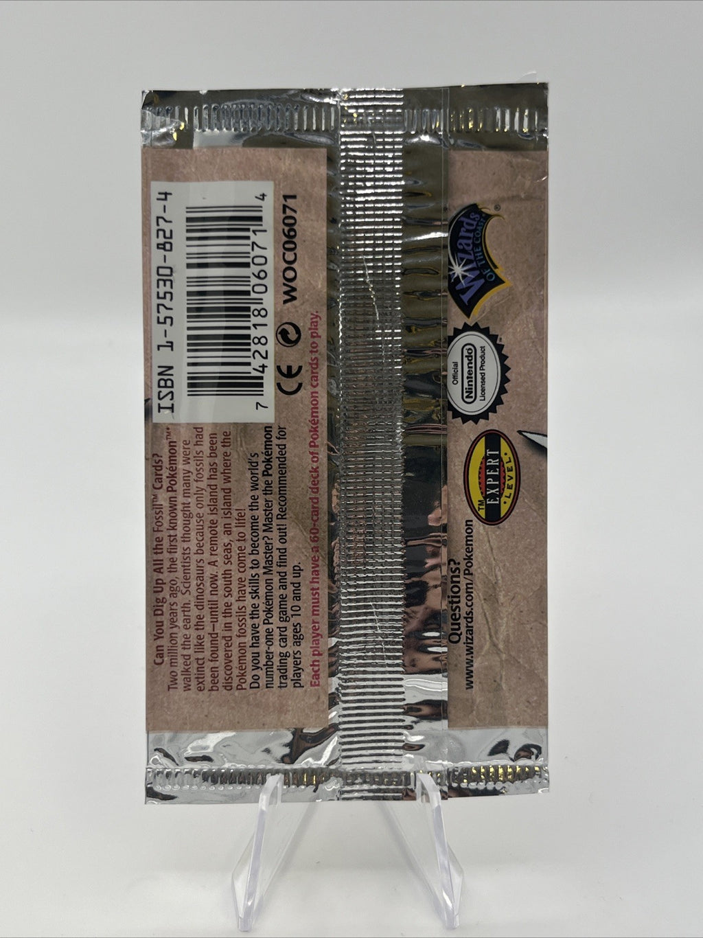 Pokemon Fossil Booster Pack EMPTY Wrapper Zapdos Art Vintage VGC Rare NO CARDS