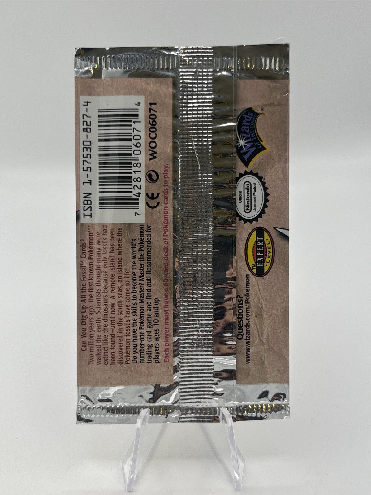 Pokemon Fossil Booster Pack EMPTY Wrapper Zapdos Art Vintage VGC Rare NO CARDS