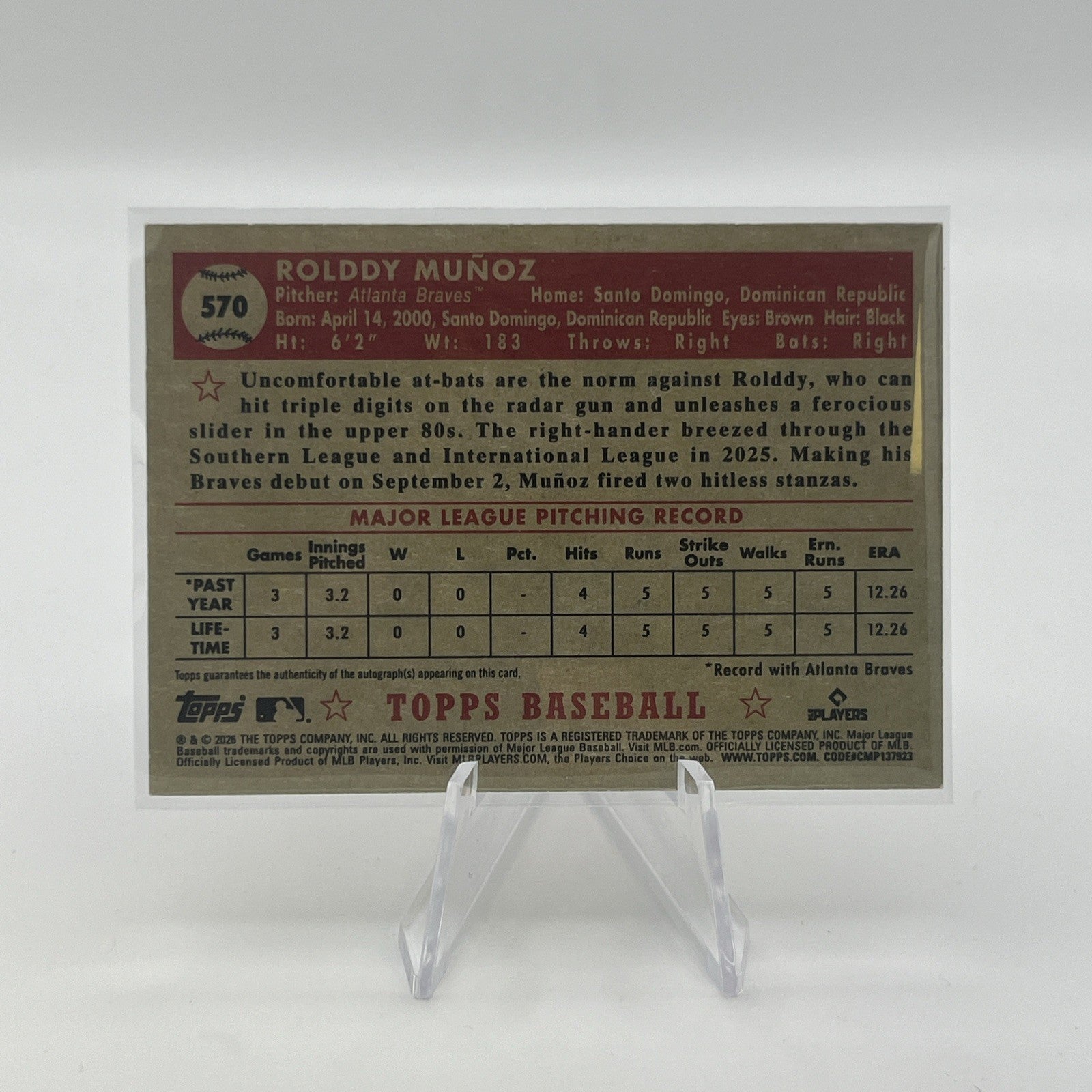 2026 Topps Series 2 Rolddy Munoz Red Throwback SSSP Auto #/5