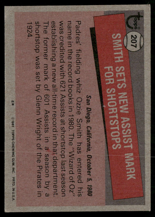 1981 Topps #207 Ozzie Smith