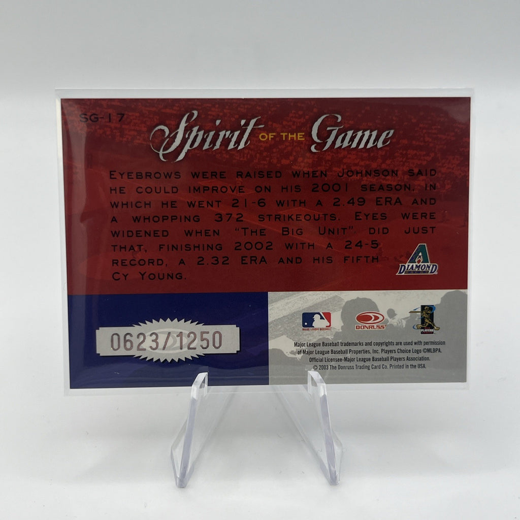 2003 Donruss Studio - Spirit of the Game Randy Johnson #SG-17 /1250