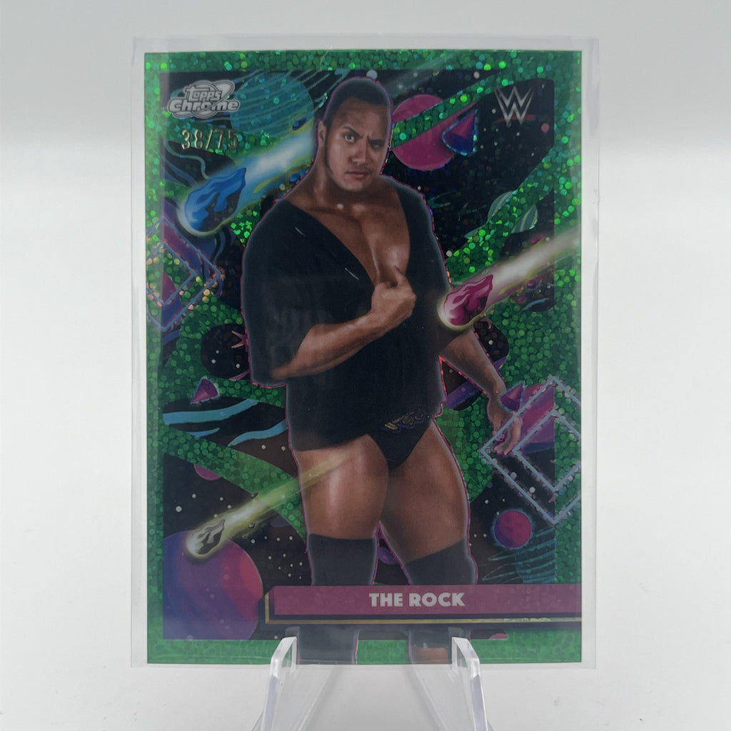 2026 TOPPS COSMIC CHROME WWE Green Space Dust REFRACTOR The Rock #/75
