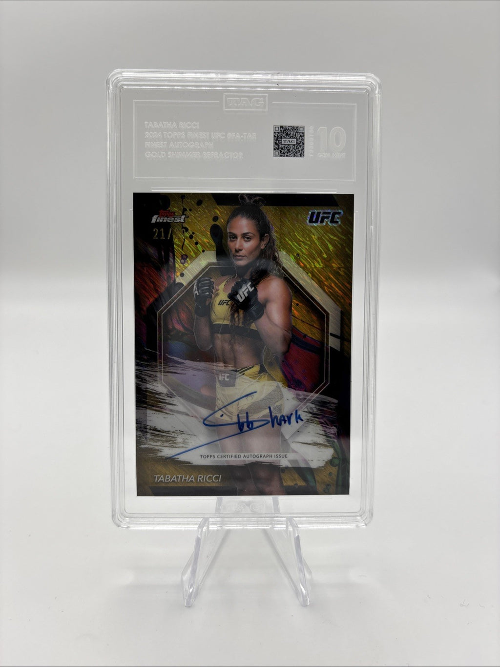 2025 Topps Finest UFC - Autographs Tabatha Ricci Gold Shimmer Auto /50 TAG 10