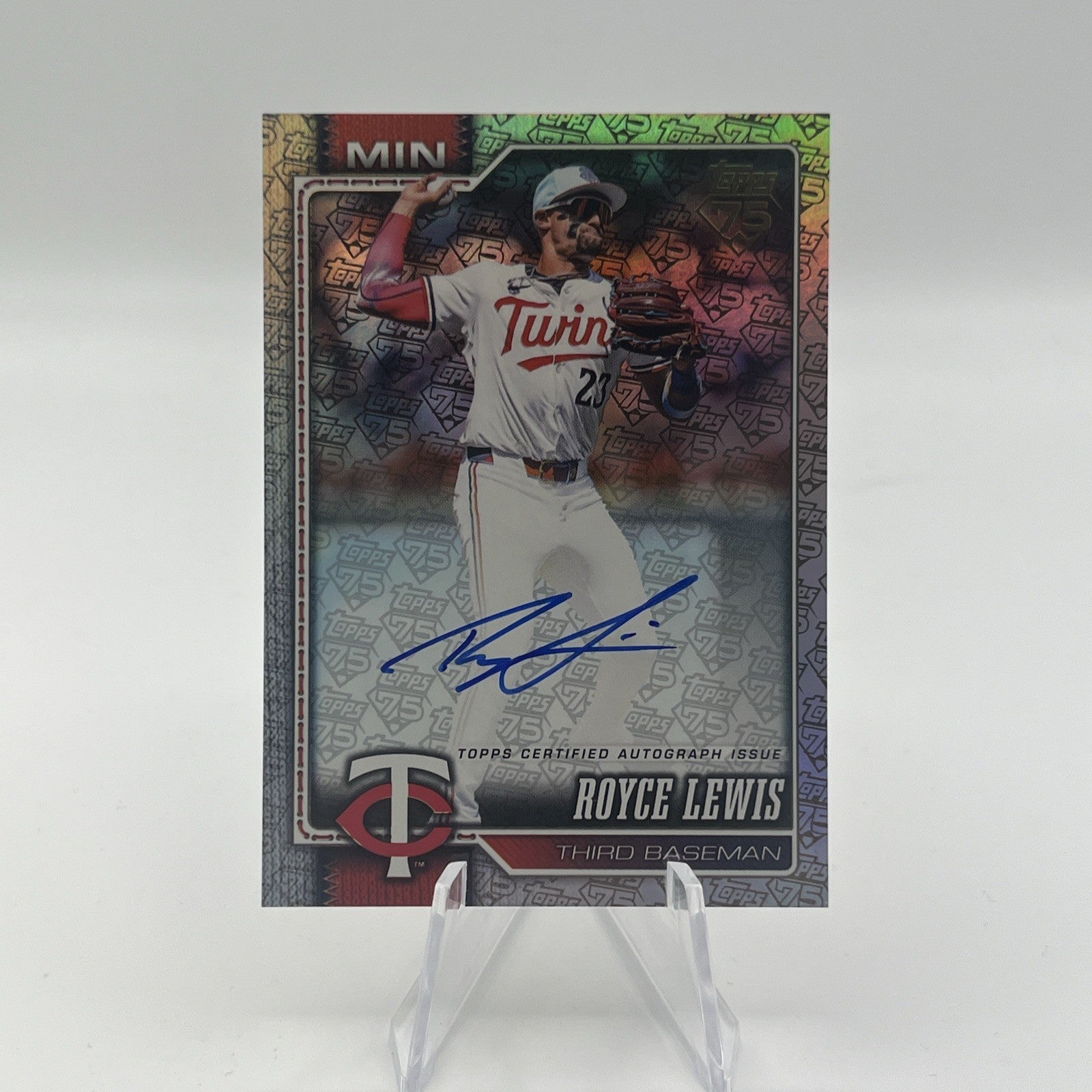 2026 Topps Series 2 On card auto silver foil logo Royce Lewis /75 Twins