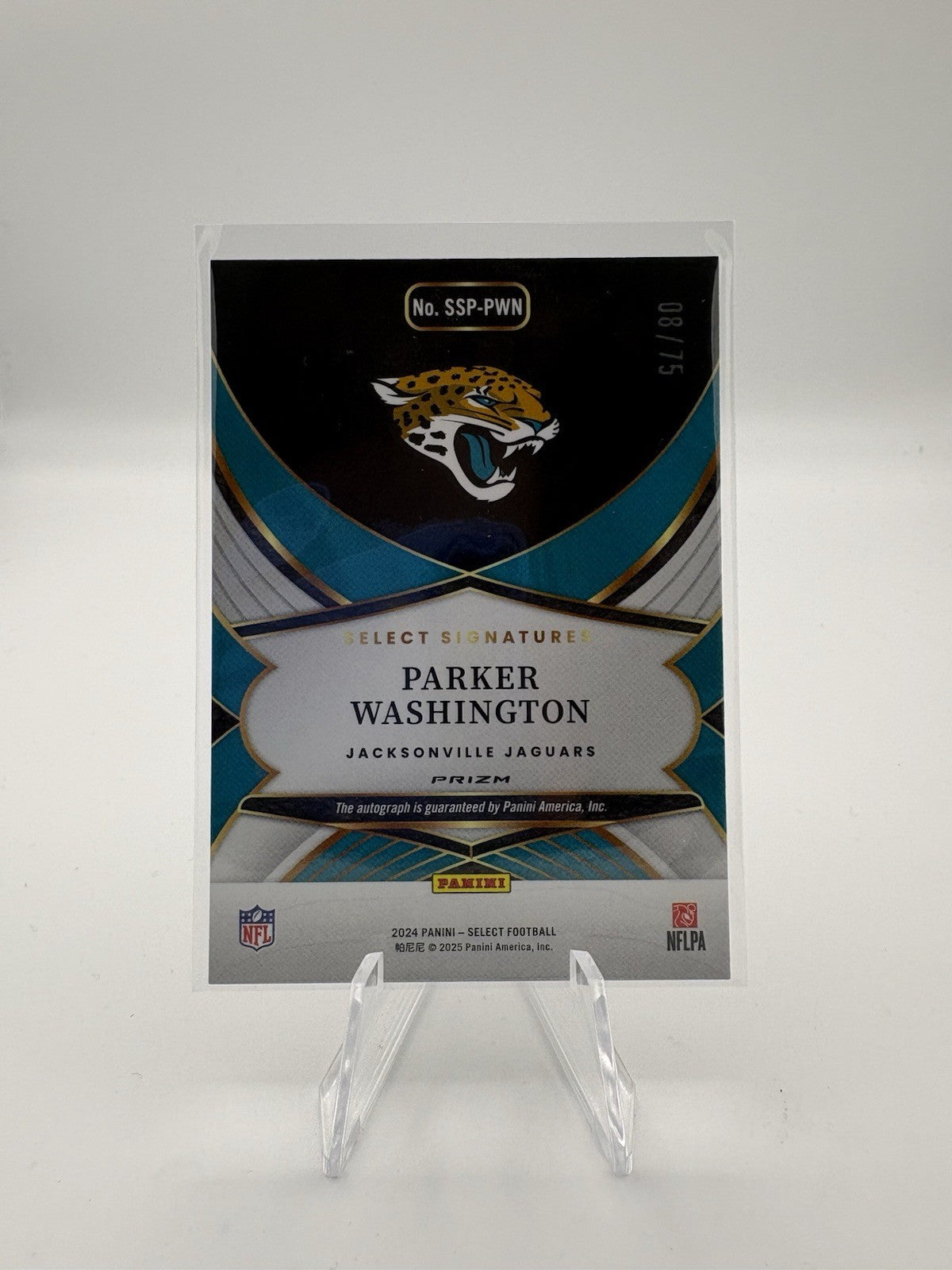 2024 Panini Select - Select Signatures Parker Washington #SSP-PWN Red Prizm /75
