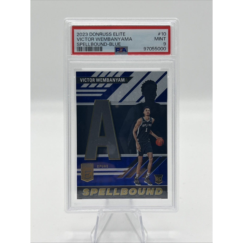 Victor Wembanyama Spellbound Blue A /99 PSA 9 2023 Panini Donruss Elite Spurs RC