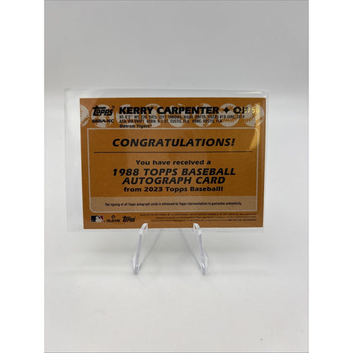 2023 Topps Series 2 - 1988 Topps Baseball Autographs Kerry Carpenter Gold /50