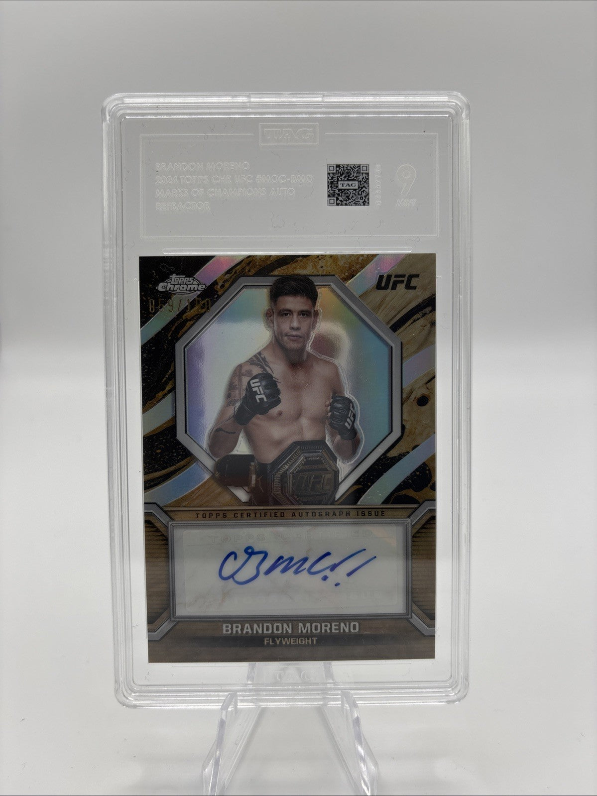 2024 Topps Chrome UFC - Marks of Champions Autographs Brandon Moreno TAG 9
