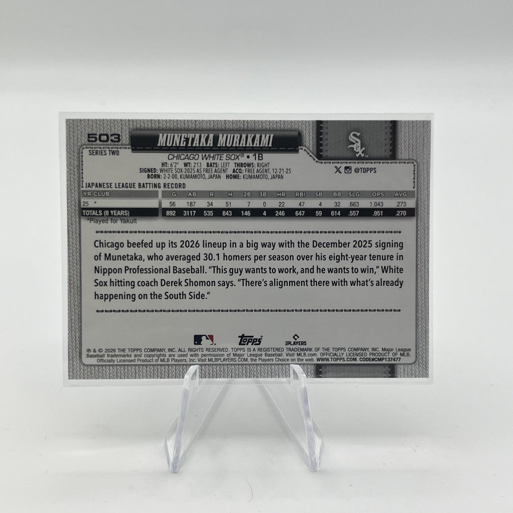 Munetaka Murakami 2026 Topps Series 2 Rookie #503 Chicago White Sox