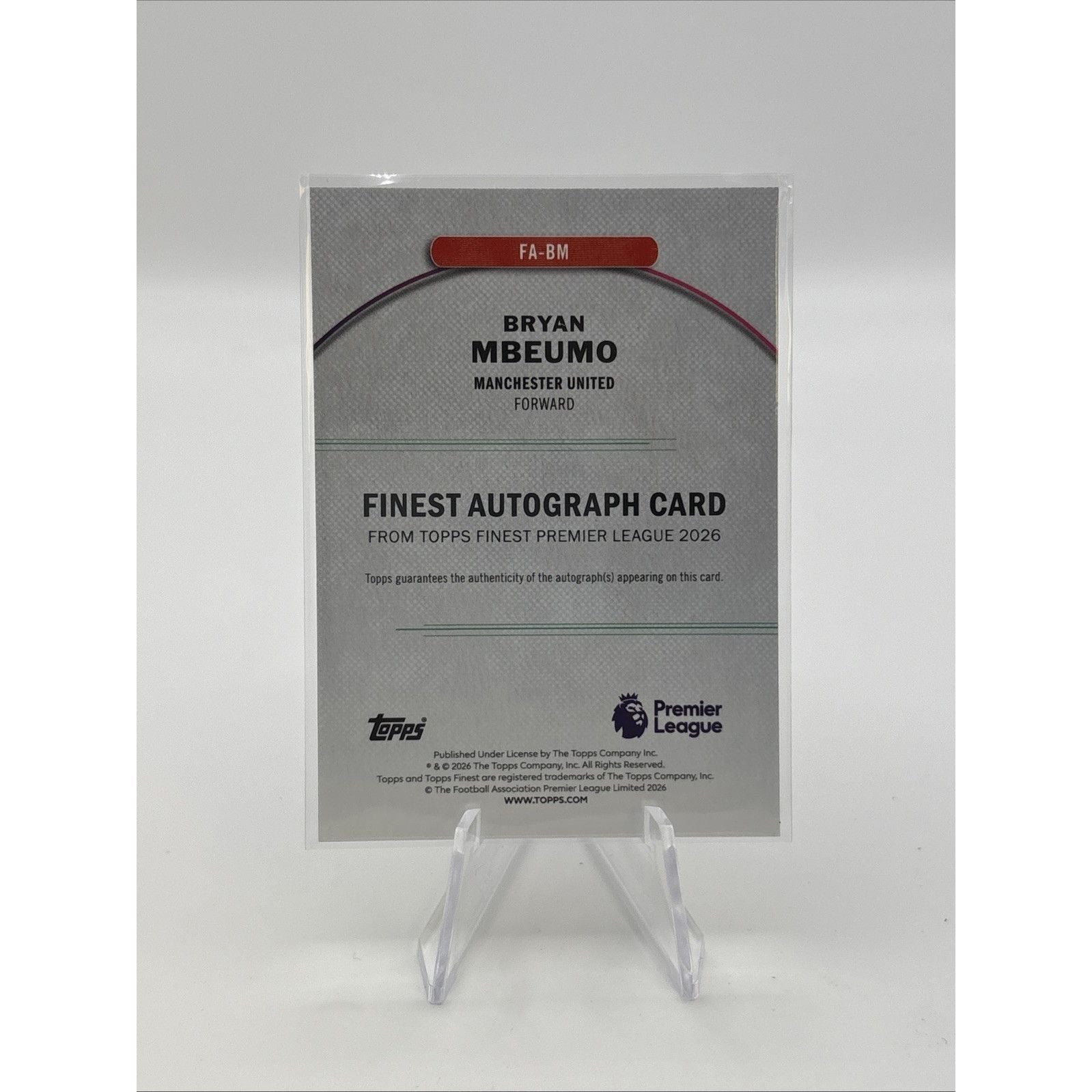 2026 Topps Finest Premier League Bryan Mbeumo Auto #CA-BM Man Utd