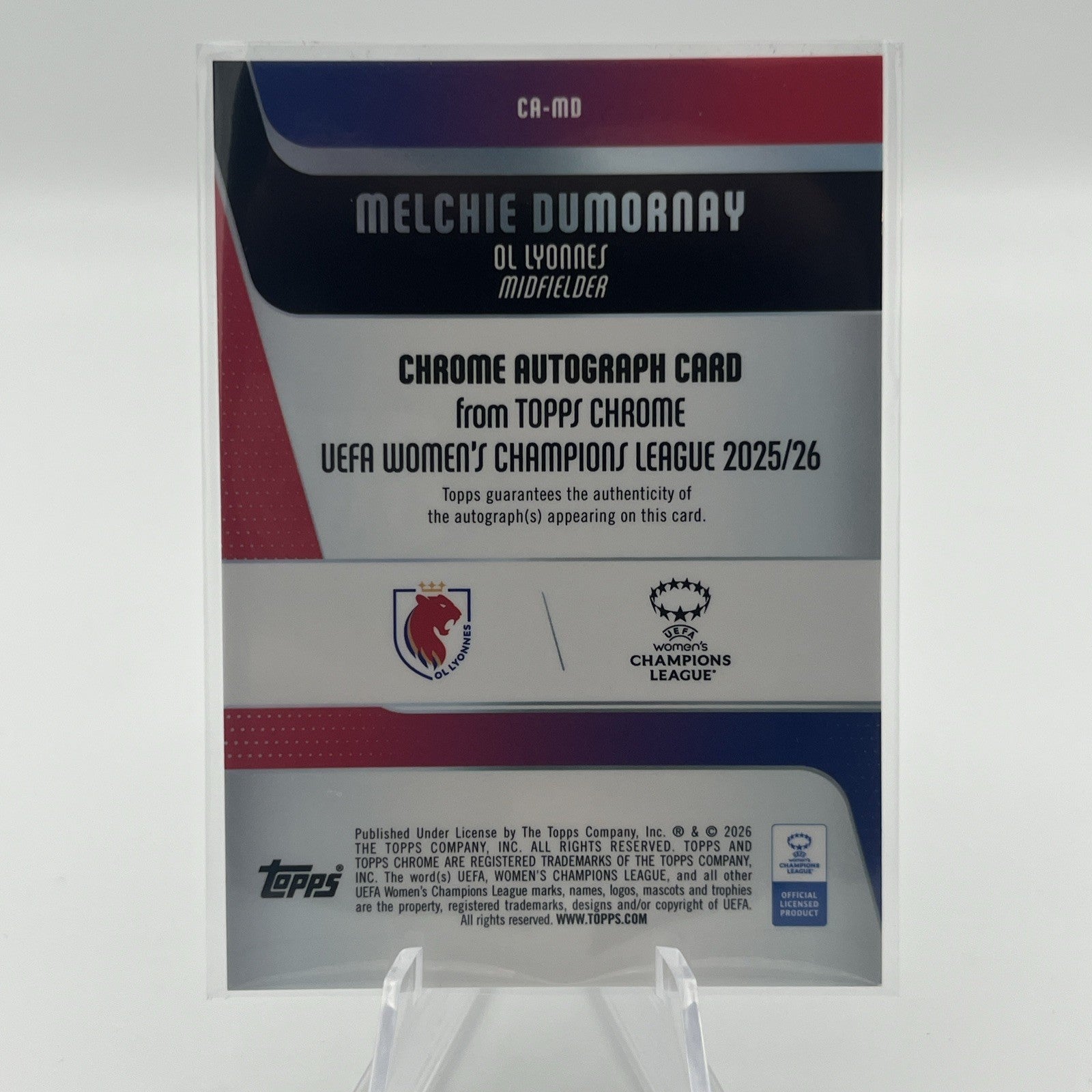 2025-26 TOPPS CHROME UEFA WOMEN'S -  AQUA REFRACTOR AUTO MELCHIE DUMORNAY #/199