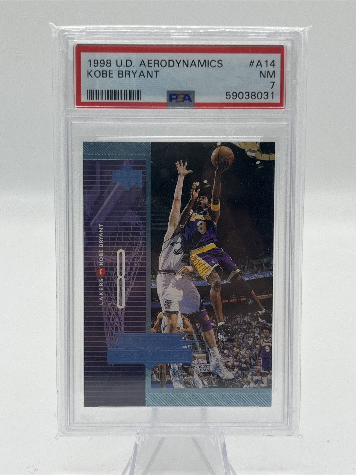 KOBE BRYANT 1998-99 UPPER DECK AERODYNAMICS #A14 L.A. LAKERS HOF PSA 7 NM